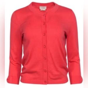 Kate Spade - Coral Button-Up Cropped Sleeve Knit Cardigan (Size Small)